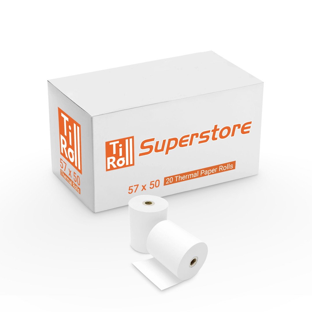 57 x 50 x 12.7 Thermal Paper Till Rolls box of 20 FREE DELIVERY